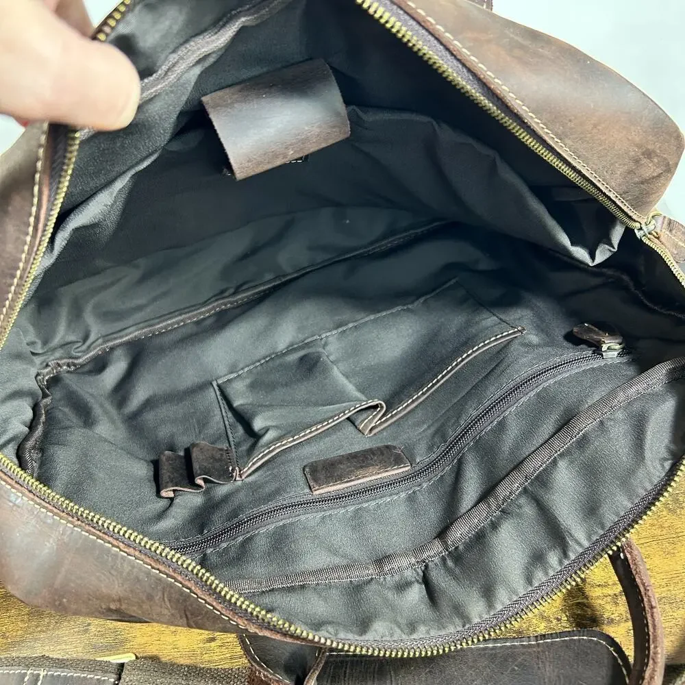 Leather Laptop Briefcase Bag Shoulder Strap Travel Storage Organizer